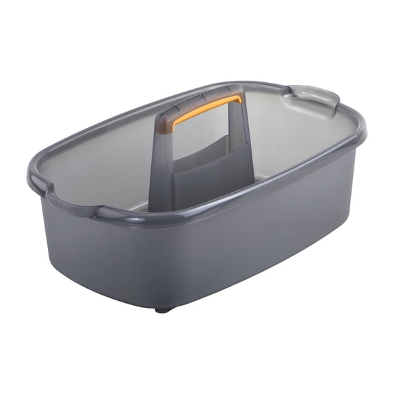 Casabella Cleaning Storage Caddy with Handle for 4-Gallon Rectangular Bucket, Graphite/Orange