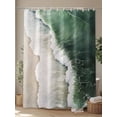 thumbnail image 4 of Dark Green Shower Curtain, Ocean Wave Beach Scenery Modern Art Waterproof Shower Curtain Set with 12 Hooks Lightweight Washable Fabric Shower Curtains for Bathroom 48x72 Inches, 4 of 6