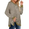 thumbnail image 5 of Sweatshirt for Women Long Sleeve Tunic Tops Color Block Crewneck Sweatshirts Side Split, 5 of 8