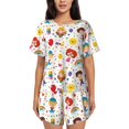 thumbnail image 1 of Fotbe Childrens Party Conjunto de Pijama Estampado para Mujer, 2 Piezas, Ropa de Dormir con Camiseta de Manga Corta y Shorts Suaves-X-Large, 1 of 6