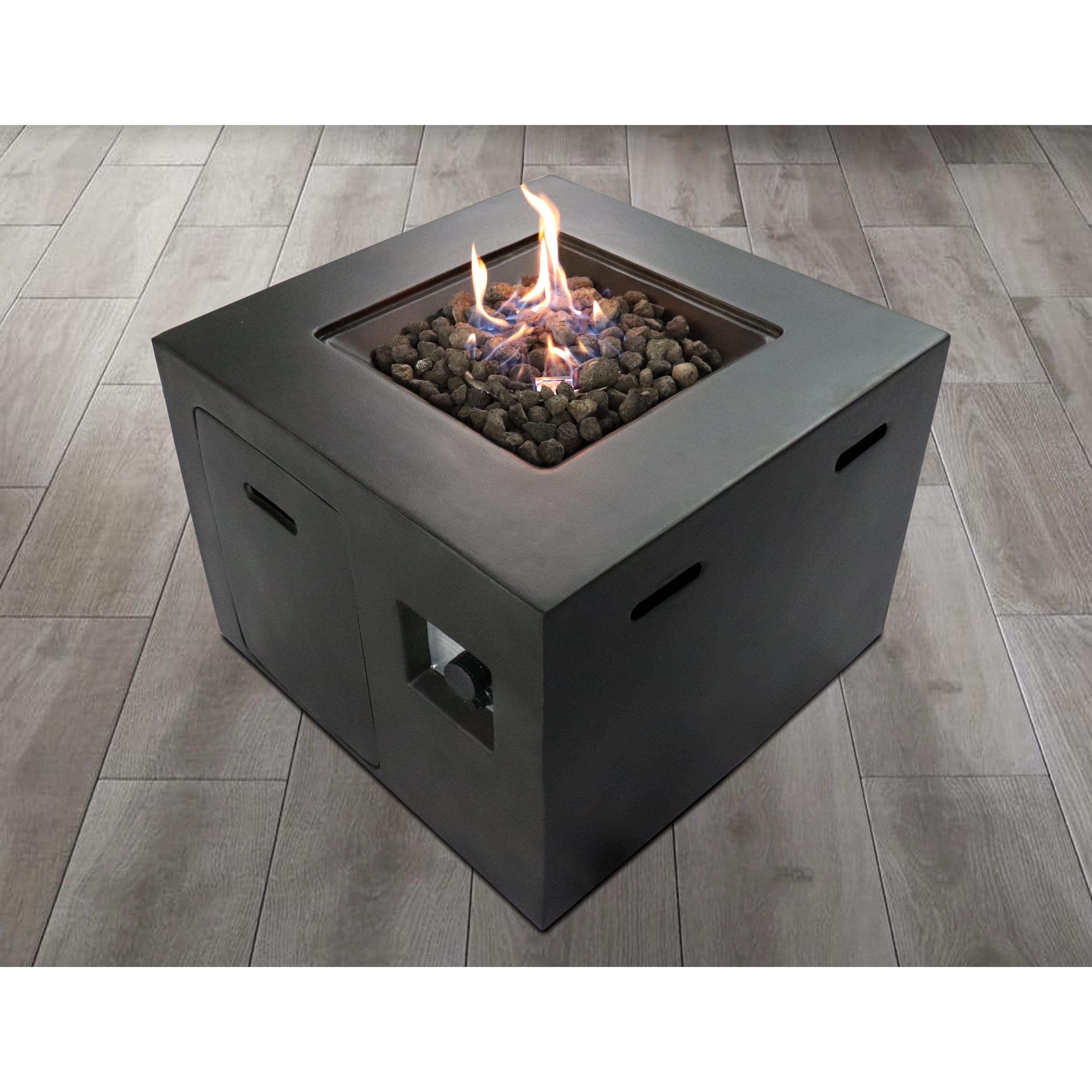 Living Source International Concrete Propane/Natural Gas Fire Pit in Charcoal