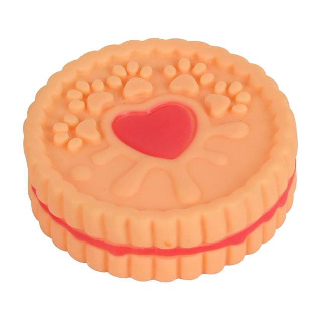 CSChome Dog Teething Toy Dog Toy Simulation Biscuit Cake Design Bite-Resistant with Squeaker Relieve Boredom Interactive Pet Dog Toy