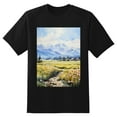 thumbnail image 2 of Plus Size Shirt for Women Black Tops for Women Short Sleeves Shirt for Women Watercolor Painting About Mountains And Fields T Shirt Crewneck Shirt for Women 4XL, 2 of 5