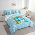 thumbnail image 3 of Feelyou Initial A Letter Bedding Comforter Set 7 Pieces, Kawaii Dinosaur Full Bedding Set, Teen Boy Girl Kid Reversible Fitted Sheet Flat Sheet, Super Cozy Room Decor, 3 of 7