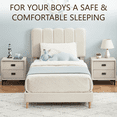 thumbnail image 5 of Boucle Upholstered Bed Frame, Platform Bed with Wave Headboard for Boys/Girls, Solid Wood Slat Support, No Box Spring Needed, Noise Free, Easy Assembly, 5 of 5