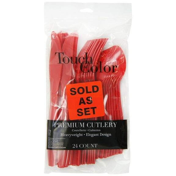 Creative Converting Heavy-Weight Plastic Classic Red Assorted Cutlery 24/Pack 10423