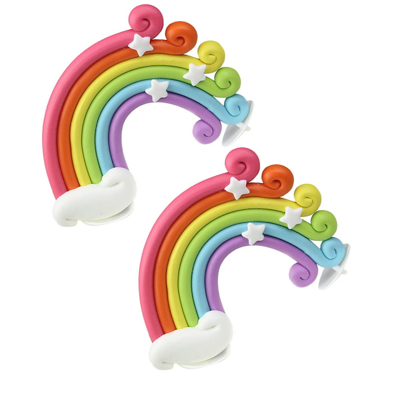 Rainbow Cake Toppers Pastel Rainbow Clay Cupcake Topper With - Temu