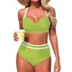 thumbnail image 1 of Traje de Baño Bikini Conjunto para Mujeres sin Mangas Patchwork V-Cuello Nudo Delantero Empujar Hacia Arriba Acolchado Dos Piezas, 1 of 7