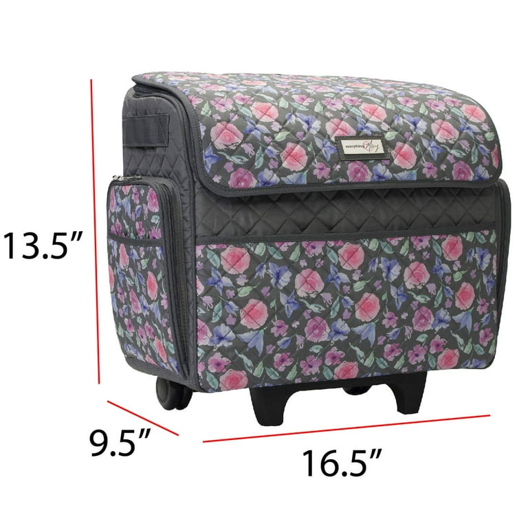 XL 4 Wheel Collapsible Deluxe Rolling Sewing Machine Storage Case, Pur - Everything  Mary