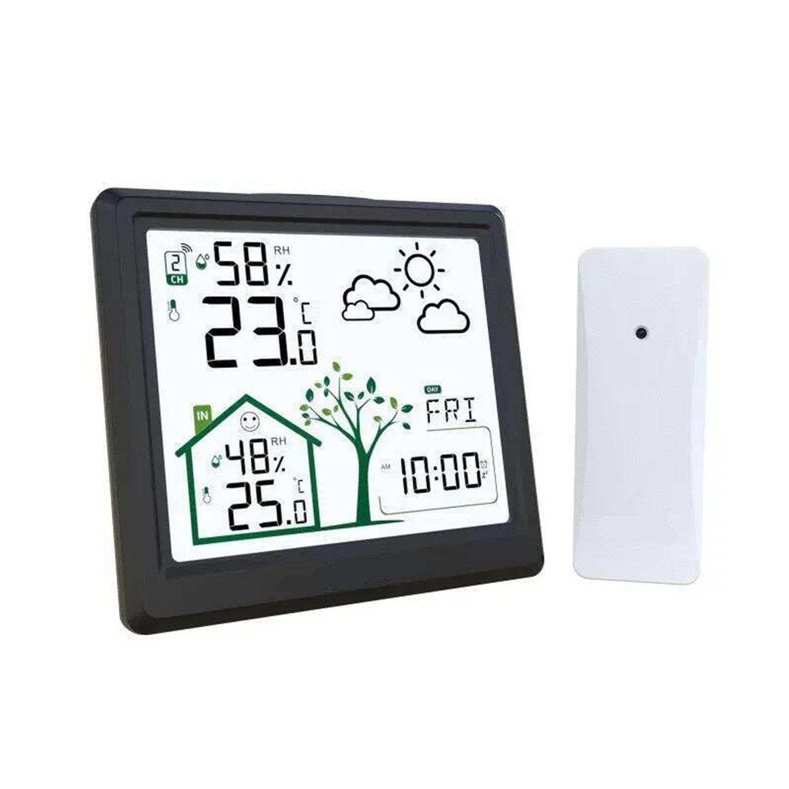 4.9 Digital Weather Station Wireless Temperature & Humidity Monitor with Tips - BLACK