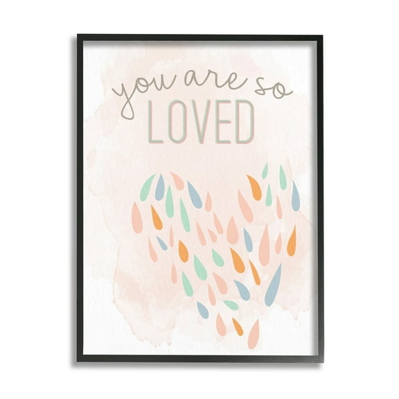 Stupell You Are So Loved Fun Heart Shape Inspirational Painting Black Framed Art Print Wall Art