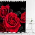 thumbnail image 2 of Red Shower Curtain for Bathroom Rose Shower Curtain Black and Red Shower Curtains Red Rose Shower Curtain with Hooks Black Floral Flower Decorative Pretty Valentine Gift, 72" W x 72" H, 2 of 6