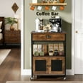thumbnail image 3 of Catrimown Coffee Cart, Coffee Bar Microwave Cart with Storage, Coffee Cart Station, Rustic Brown, 3 of 8