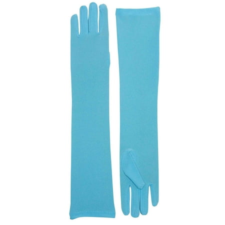 Long Nylon Light Blue Adult Gloves Halloween Costume