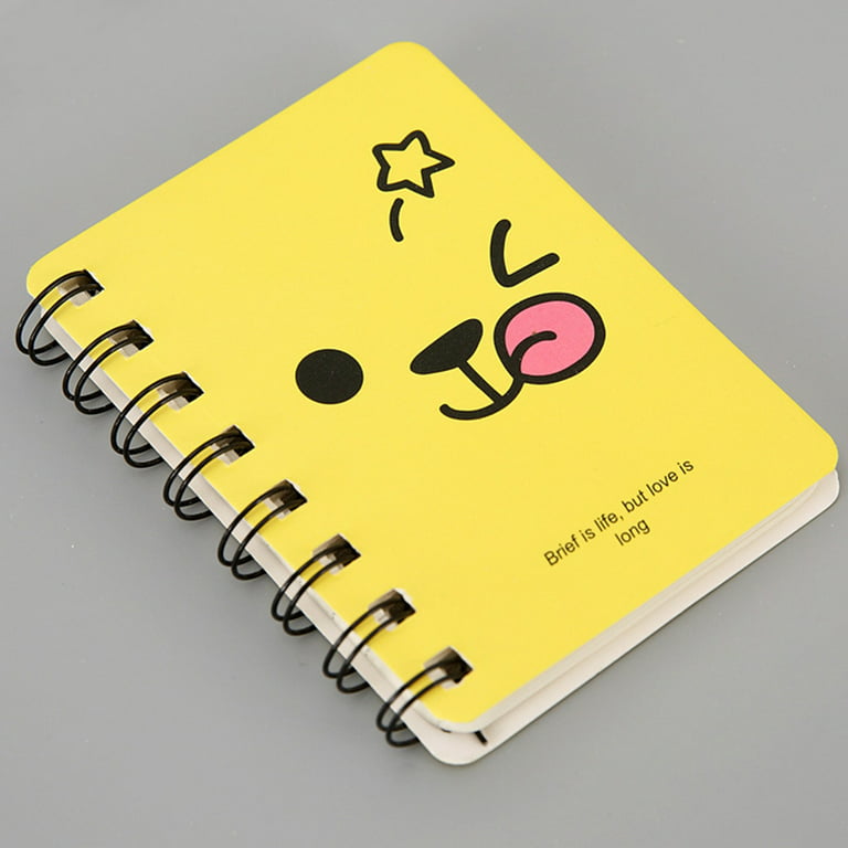 4pcs Mini Cartoon Mini Notebook Diary Book Portable Notepad Pocket Travel  Journal Notebook (Pink + Yellow + Gray + Black) 