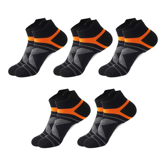 Gsakboxl Socks for Men 5 Pairs Unisex Contrast Color Spliced Low Cut Sport Socks with Heel Tab Breathable Sweat Wicking Shock Absorbent Ankle Socks for Running Basketball Daily