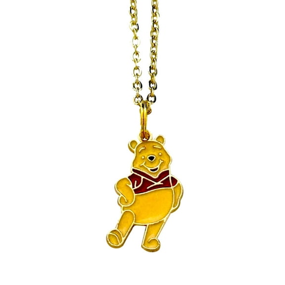 Winnie The Pooh Standing Necklace Enamel Metal Cartoon Pendant