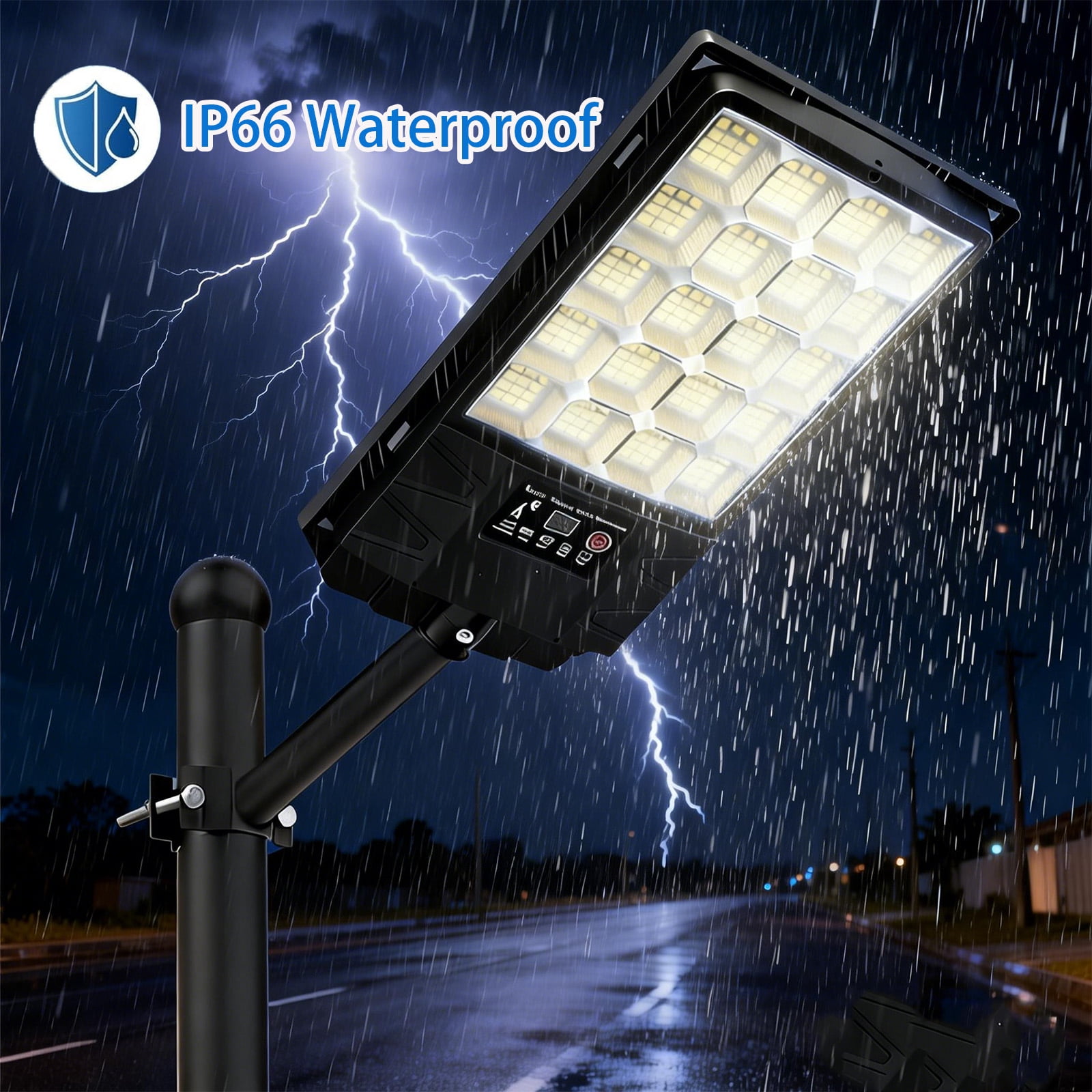 Solar Street Lights Outdoor, 6500K Waterproof LED Solar Flood Lights with Motion Sensor, Dusk to Dawn Solar-Powered Light for Outside, Security Lights for Parking Lot Yard Driveway