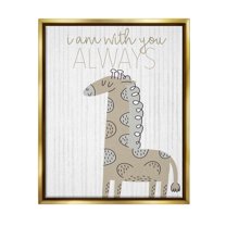 Stupell Industries With You Always Fun Giraffe Graphic Art Metallic Gold Floating Framed Canvas Print Wall Art, Design by Kim Allen