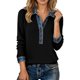 thumbnail image 1 of Camisas de manga larga for mujer, cuello de mezclilla, costura de retales, sudadera, Tops casuales, jersey, 1 of 5