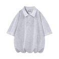 thumbnail image 6 of Afuyipoi Men's Polo Shirt,Fashionable Short Sleeve Large Size Loose Lapel Tees Gray 5XL, 6 of 6