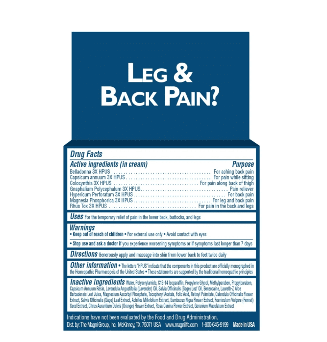 (2 pack) MagniLife Leg & Back Pain Relief Cream, for Fast Relief of Lower Back, Buttocks & Leg Pain, 4 oz