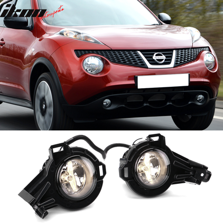 - Fits 11-14 Nissan Juke OE Style Foglights Kit ABS Black Housing Clear Lens