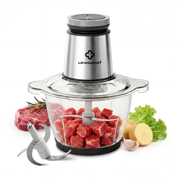 LINKChef Electric Food Chopper, 9 Cup Meat Grinder Food Processor Glass Meat for Vegetable Meat Fruit