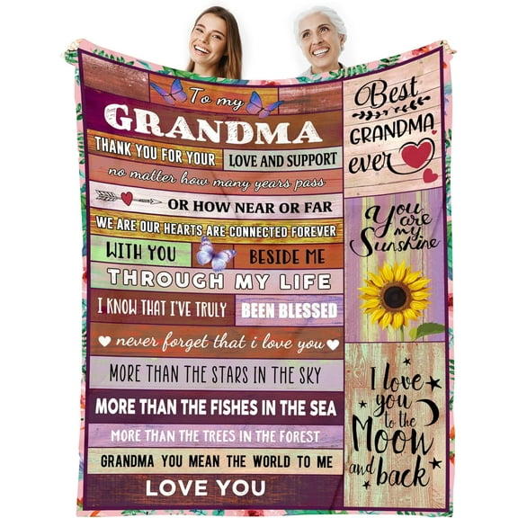 Grandma Gifts Blanket, Gifts for Grandma Birthday,Happy Birthday Grandma Grandmother Gifts, Best Grandma Gifts, Grandma Gifts Ideas for Mothers Day Christmas Throw 60"x50"