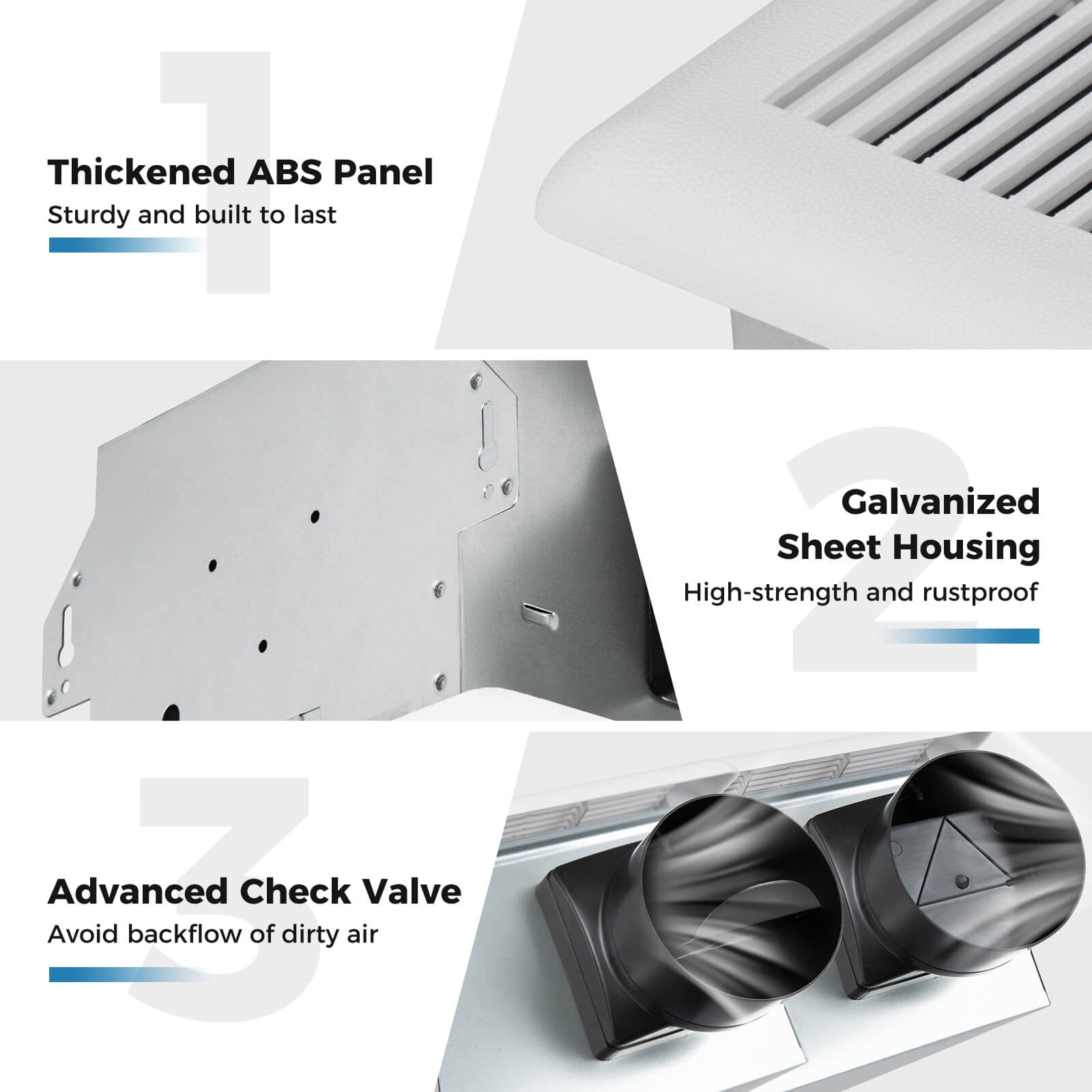 Costway 80 CFM Ceiling Mount Bathroom Exhaust Fan with Metal Housing 4 Inches Duct White