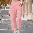 thumbnail image 2 of felwors Women's V Crossover Waist Sweatpants Baggy Y2K Jogger Pants Wide Leg Fleeced Lounge Pants Pink, L, 2 of 4