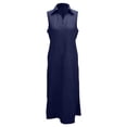 thumbnail image 6 of DHFJKG Summer Dresses For Women Beach Long Dress Sleeveless Turndown Collar Loose Fit Solid Color Flowy A-Line Side Slit Sundress Versatile Dresses, 6 of 7