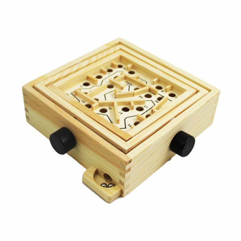 Puzzle 25 Levels Maze Wooden Toy Gift Pine Polishing Treatment Smooth Burr-Free