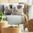 thumbnail image 5 of Ambesonne Pug Throw Pillow Cover 2 Pack, Young Puppy and Kitten, 24", Pale Brown Beige, 5 of 5