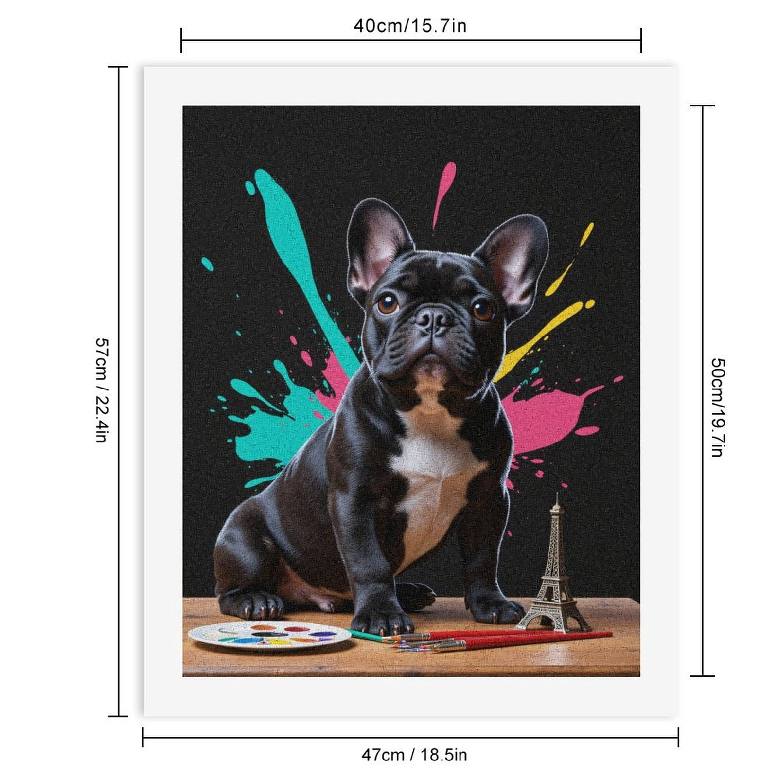 Paint By Numbers Kit for Adults Beginner - Dog Paint Eiffel Splatter Art DIY Canvas Painting Kits for Adults, Frameless Paint By Number for Adults for Home Wall Decor 16x20 Inch