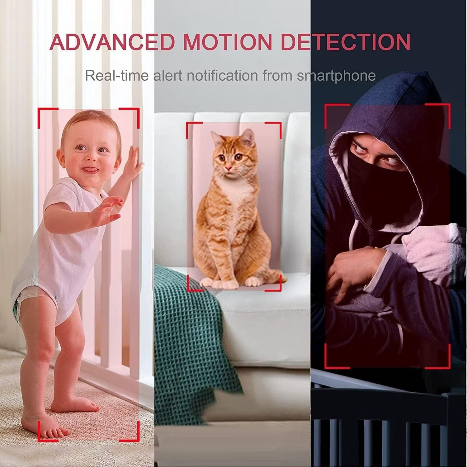 4 Pack Security Cameras, Home Security Camera Indoor 1080P, Wi-Fi Cameras Wired for Pet, Motion Detection, Two-Way Audio, Night Vision, Phone App, Works with Alexa, iOS & Android & Web Access