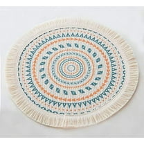 Fennco Styles Boho Geometric Fringe Decorative Cotton Placemats 13-inch Round, Set of 4
