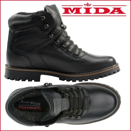 - MIDA Men’s Winter Boots: Leather And Fur Waterproof Snow Shoes, Non-Slip OC SystemSole, Safety Ice Footwear, Warm And Comfortable