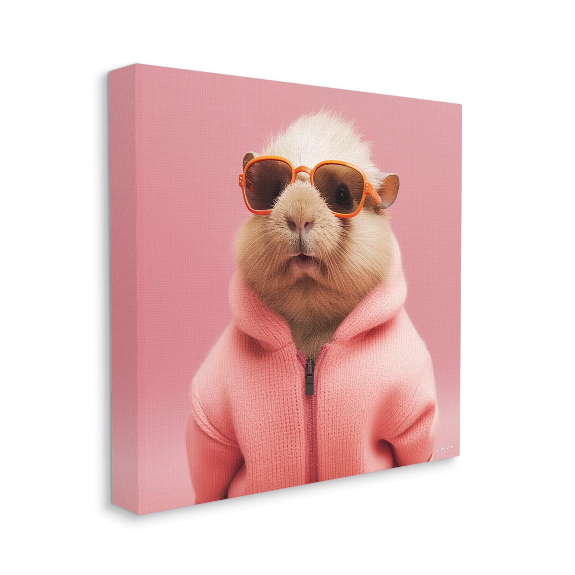 Stupell Industries Fashionable Animal in Pink Animals & Insects Painting Gallery Wrapped Canvas Art Print Wall Art, 36 x 36
