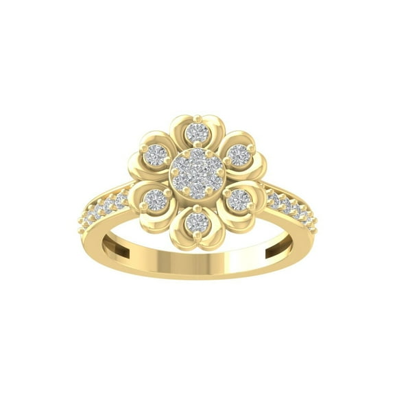 ARAIYA FINE JEWELRY 10K Yellow Gold Lab-Grown Diamond Engagement Ring (1/2 cttw Round-shape Lab-Grown Diamonds (D-F Color, VS Clarity) Size 10