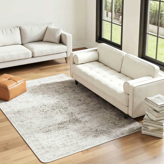 Spaco 5x7FT Machine Washable Area Rug, Non-Slip Traditional Floor Carpet for Indoor as Living Room, Bedroom, Light Mixed-Brown