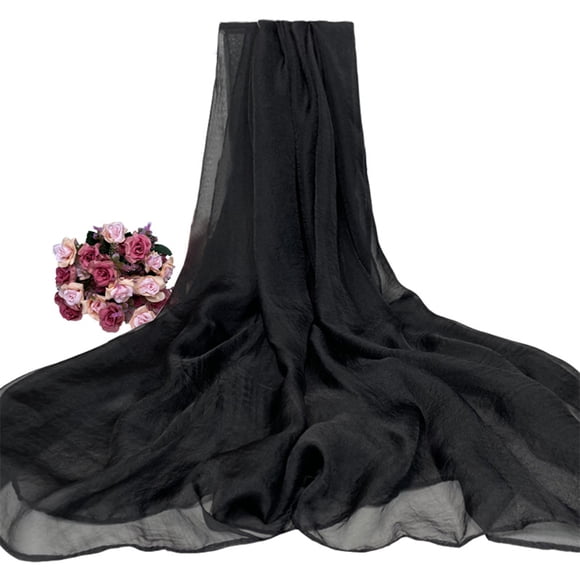 Sonducket Elegante y hermoso mantón de bufanda de noche de gasa para diversas ocasiones, chales y abrigos largos Accesorios de disfraces negro