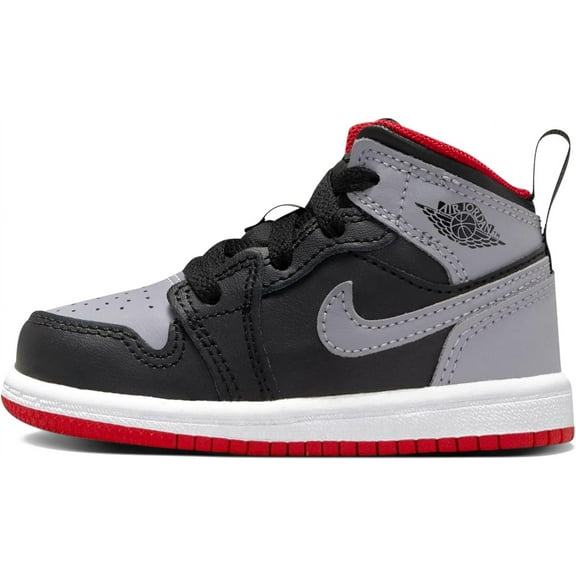 Toddler's Jordan 1 Mid Black/Cement Grey-Fire Red (DQ8425 006) - 4