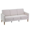 thumbnail image 5 of 71.3" Modular Sofa, Modern Linen Sofa Couch with Solid Wood Legs, Three Seat Without Chaise Concubine, 3-Seater Sofa with Side Pocket, Solid Wood Frame, for Home Living Room Bedroom, Creamy White, 5 of 7