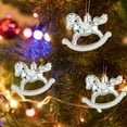 thumbnail image 2 of HomeDM 6Pcs Christmas Rocking Horse Plastic Ornaments Hanging Pendant for Christmas Tree Decorations Keepsake Gifts for Women Men Holiday Party Decor Silver 3.15"x2.36", 2 of 7