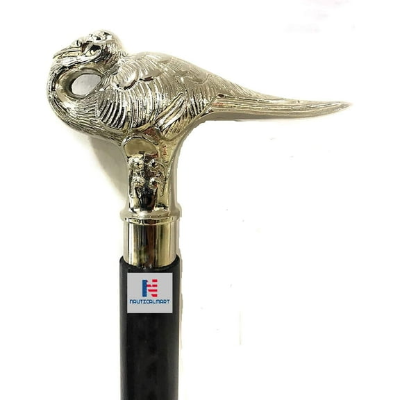 Walking Stick Sterling Silver Swan with Black Beech Wood Shaft | Agatha Christie's Poirot Cane