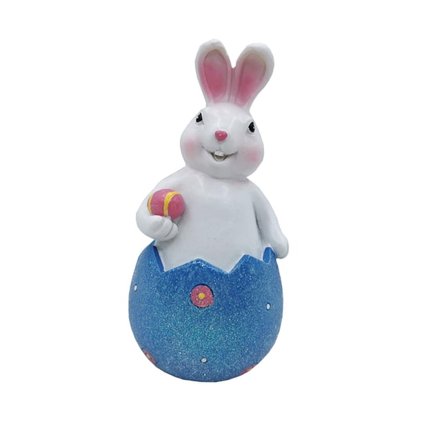 Decoración de huevo de conejo de Pascua Figura de conejo de Pascua Decoraciones de primavera para fiesta Azul