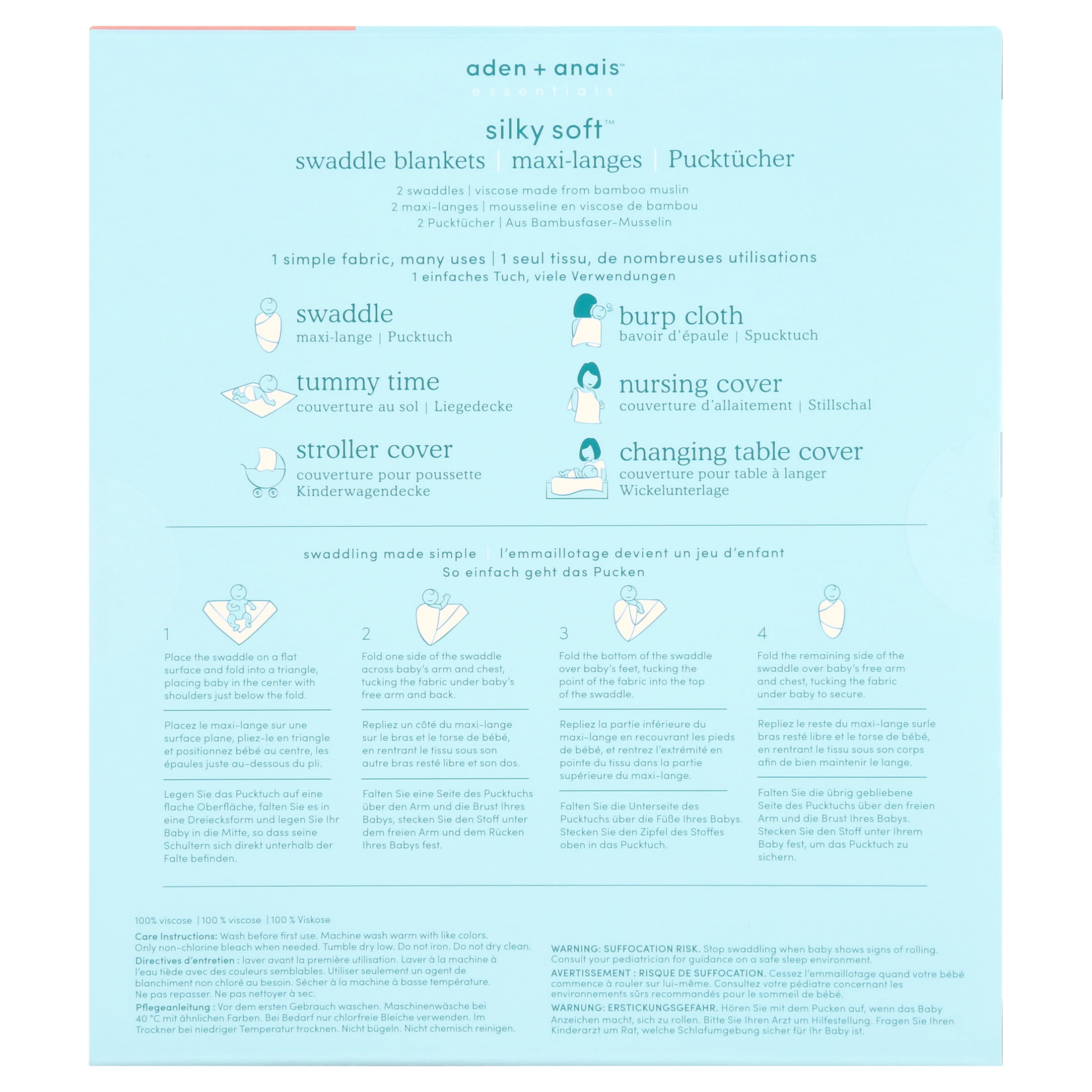 aden + anais essentials stencil - silky soft swaddles - 2pack