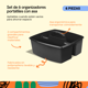 thumbnail image 2 of Set de 6 Organizadores de Plástico con 2 Compartimentos y Asa Ergonómica | Tamaño: Grande | Multiuso Ideal Oficina y Hogar | Organizador de Escritorio | Contenedores de Plástico | Morado, 2 of 6