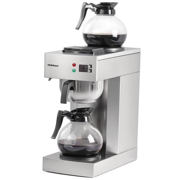 Cafetera NUPANT, 12 tazas, 1,8 L, con 2 garrafas de vidrio de acero inoxidable